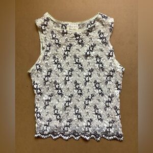 Vintage Fibers by Barbara Lesser Floral Lace Tank Top